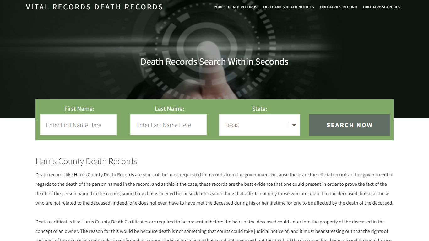 Harris County Death Records | Enter Name and Search|14 Days Free